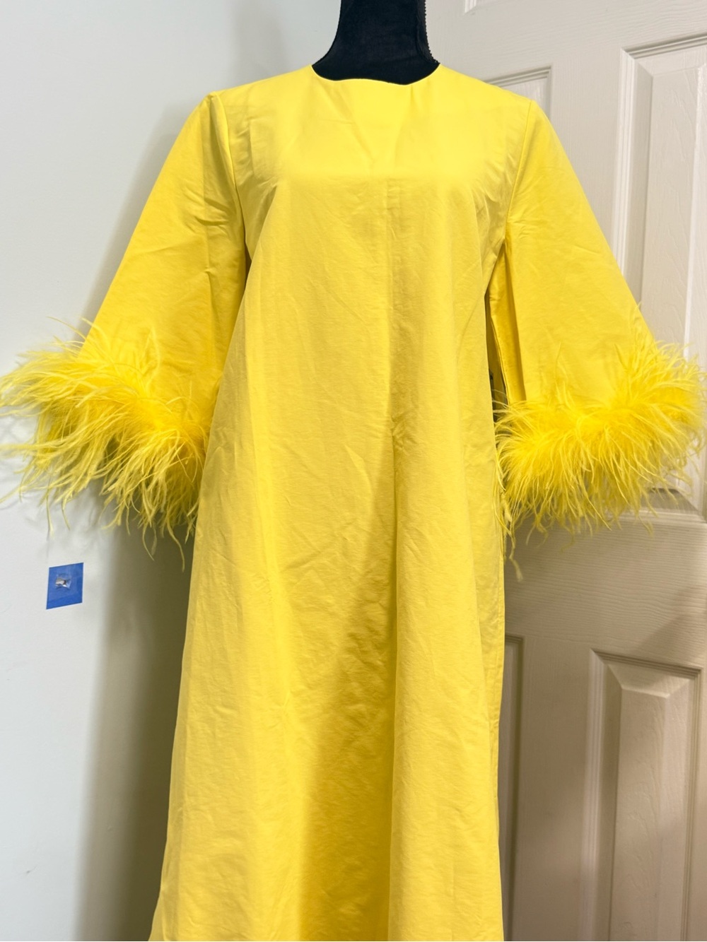 Tuckernuck Lemon Yellow Feather-Trim Midi Dress - Picture 9 of 16